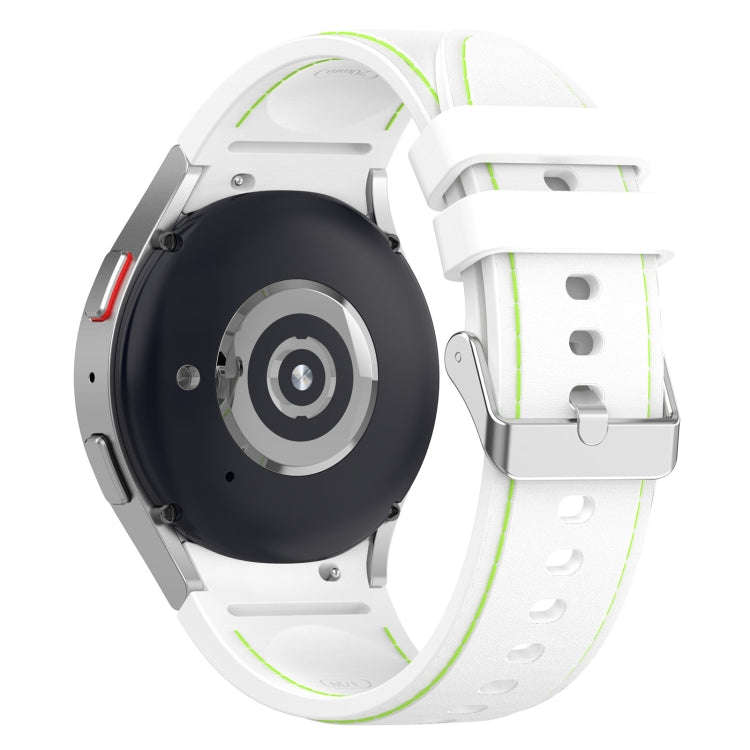 For Samsung Galaxy Watch 6 / 6 Classic Leather Silicone Watch Band(White)