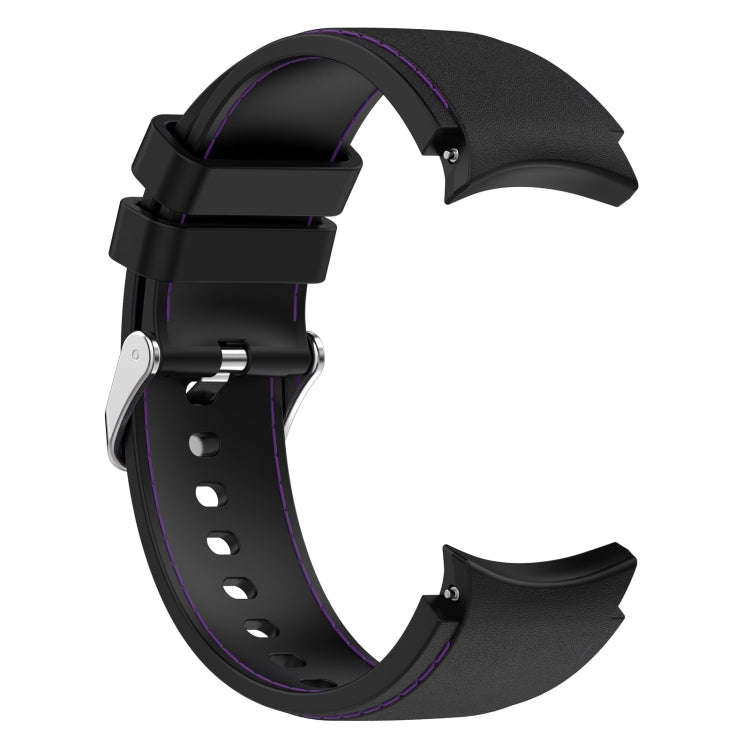 For Samsung Galaxy Watch 6 / 6 Classic Leather Silicone Watch Band(Black+Purple)