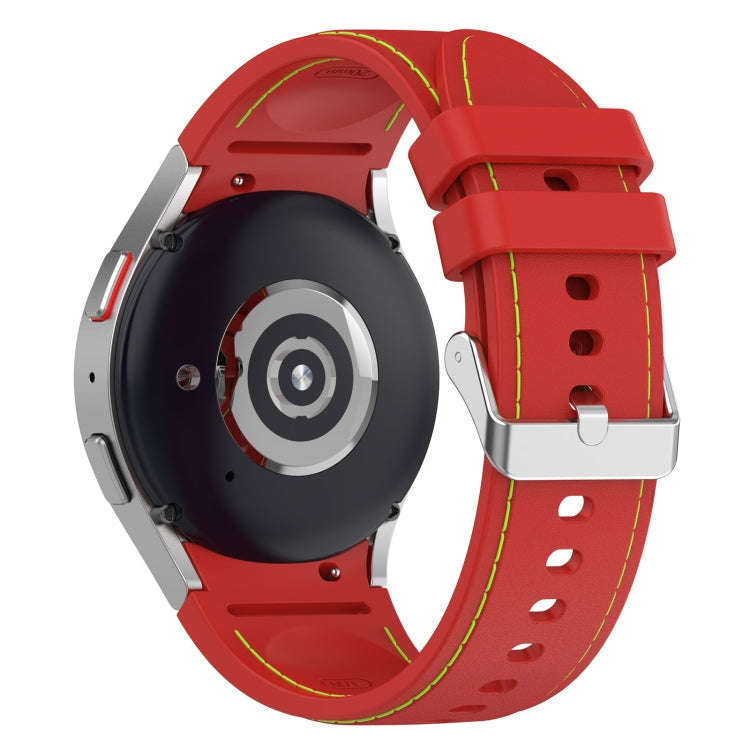 For Samsung Galaxy Watch 6 / 6 Classic Leather Silicone Watch Band(Red)