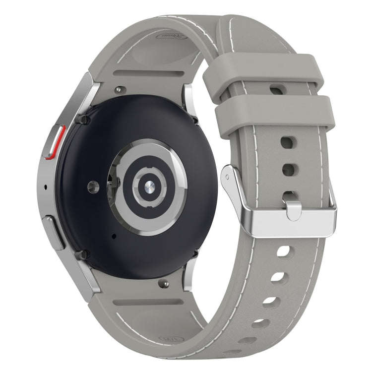 For Samsung Galaxy Watch 6 / 6 Classic Leather Silicone Watch Band(Grey)