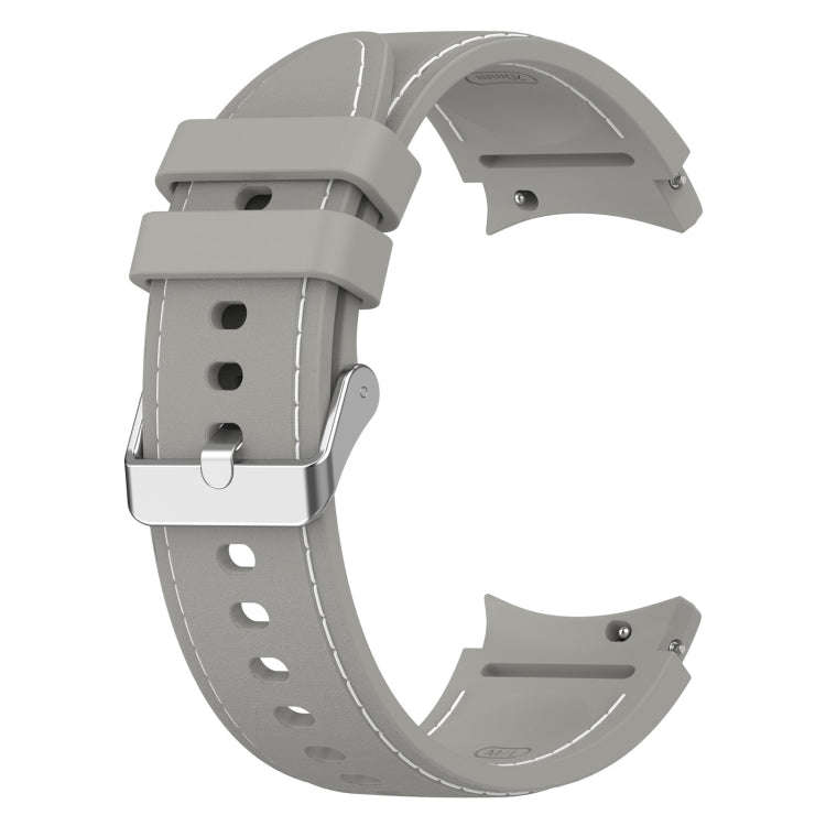For Samsung Galaxy Watch 6 / 6 Classic Leather Silicone Watch Band(Grey)