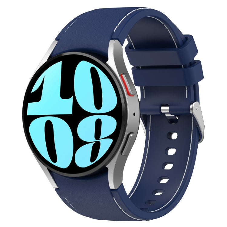 For Samsung Galaxy Watch 6 / 6 Classic Leather Silicone Watch Band(Dark Blue)