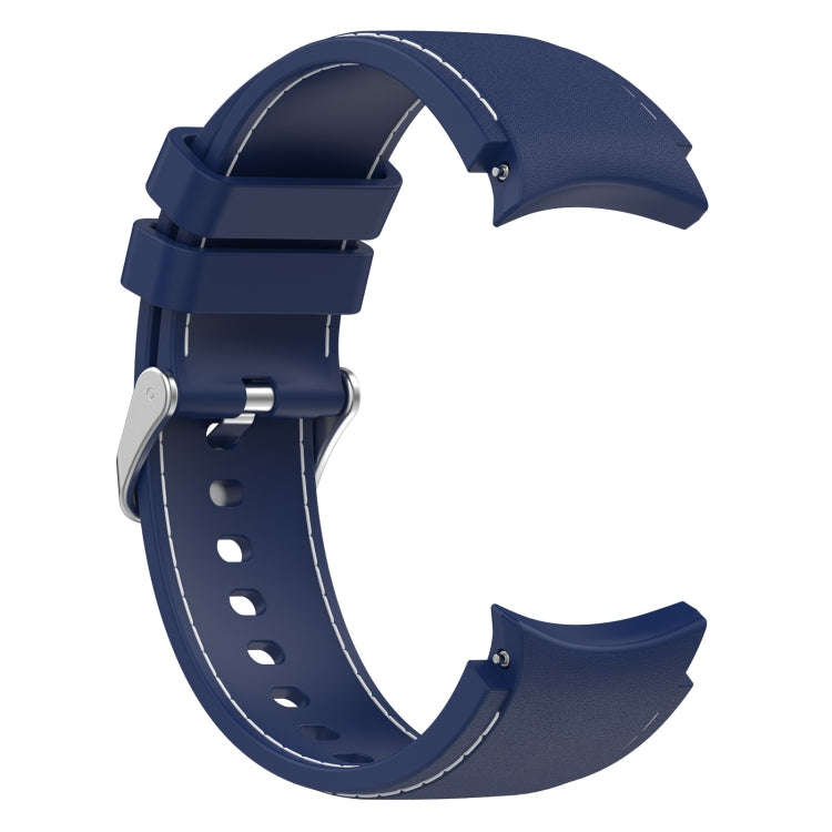 For Samsung Galaxy Watch 6 / 6 Classic Leather Silicone Watch Band(Dark Blue)