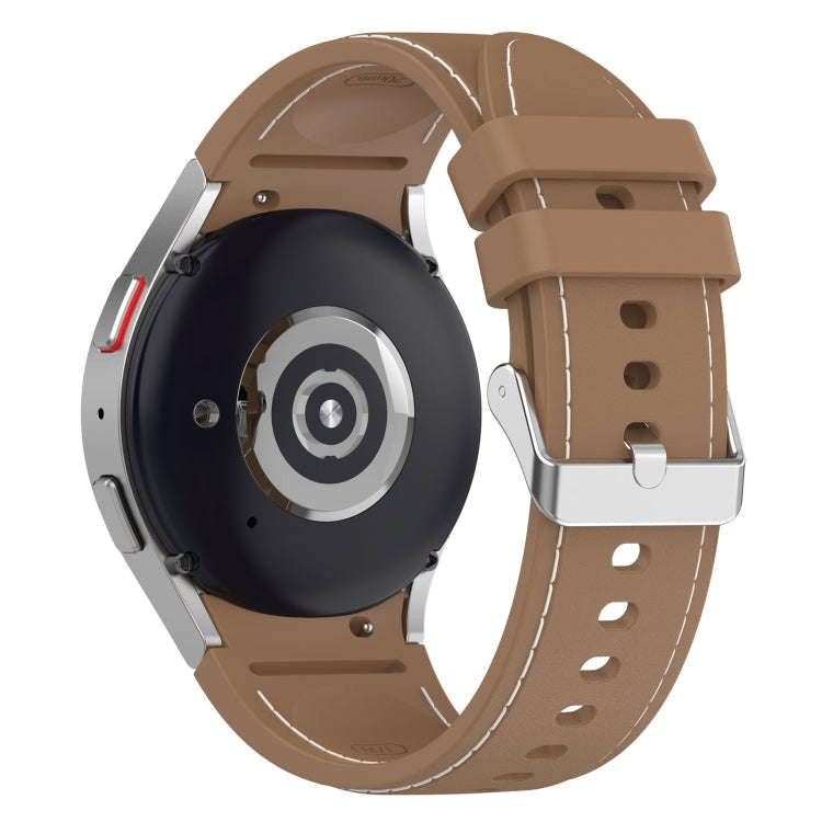 For Samsung Galaxy Watch 6 / 6 Classic Leather Silicone Watch Band(Brown)