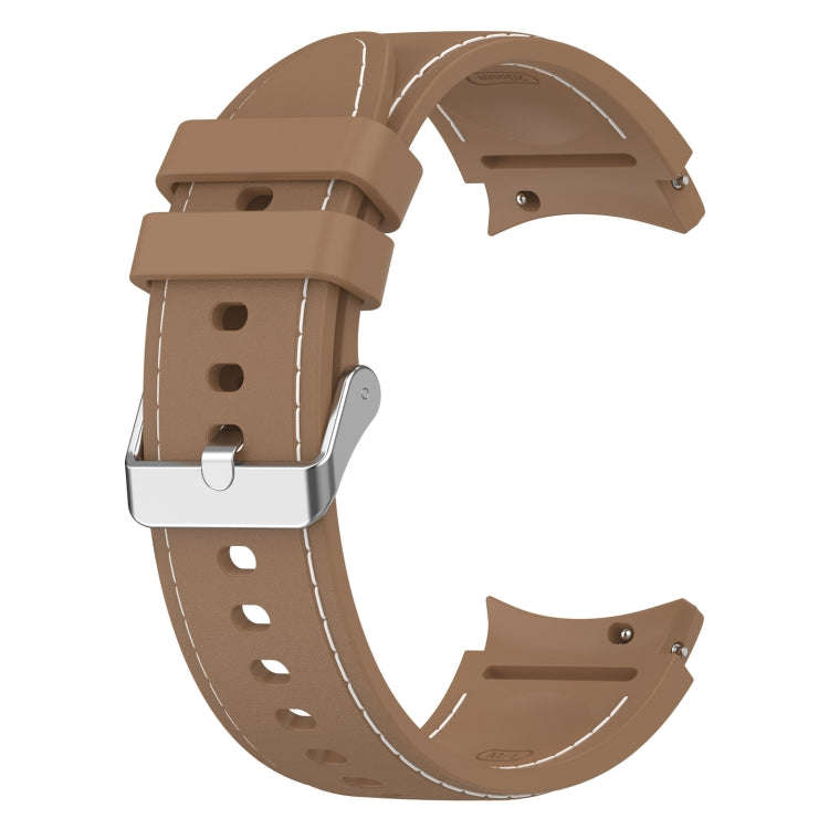 For Samsung Galaxy Watch 6 / 6 Classic Leather Silicone Watch Band(Brown)