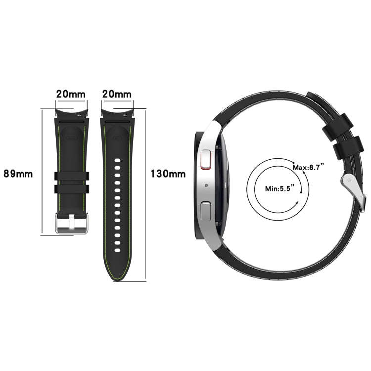 For Samsung Galaxy Watch 6 / 6 Classic Leather Silicone Watch Band(Dark Blue)