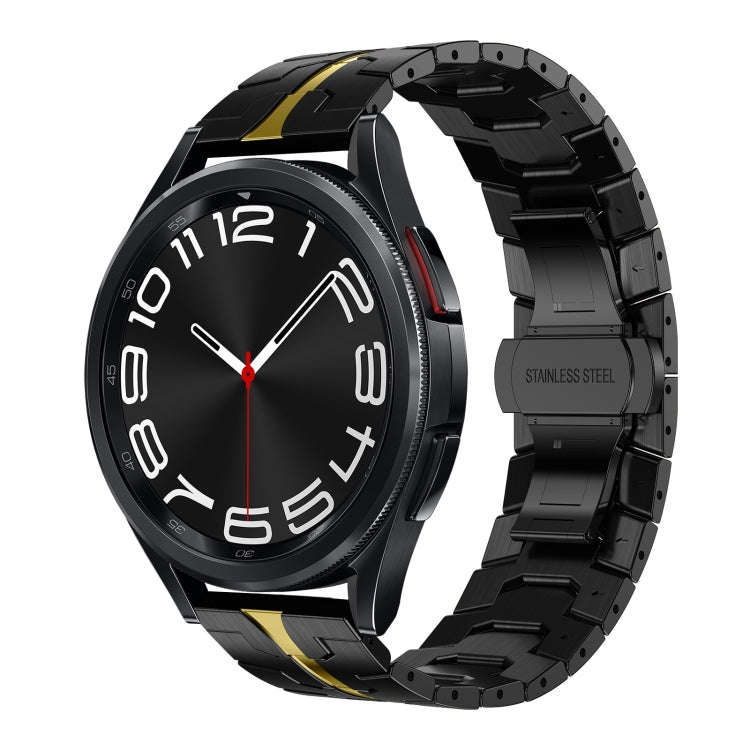 For Samsung Galaxy Watch 6 / 6 Classic Stainless Steel Metal Watch Band(Black Gold)