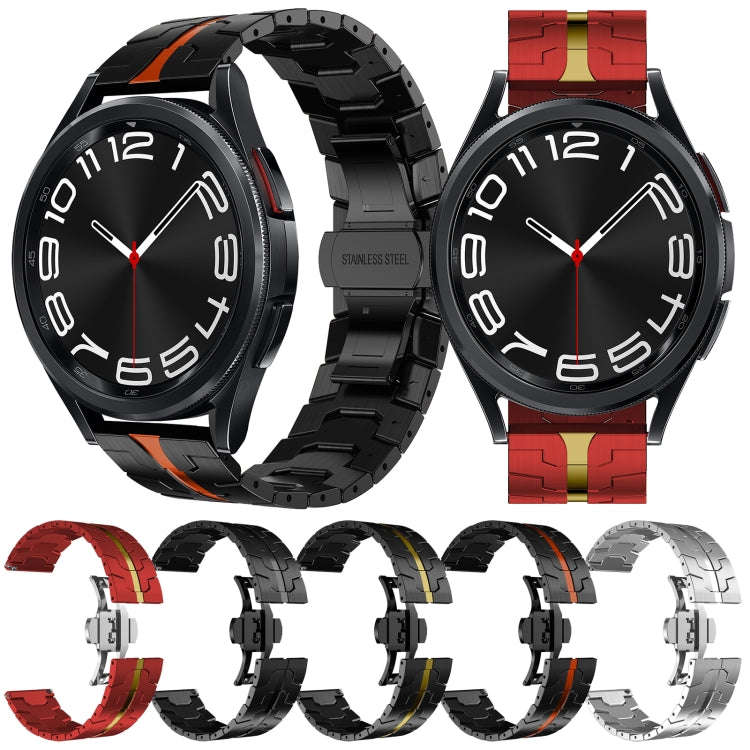 For Samsung Galaxy Watch 6 / 6 Classic Stainless Steel Metal Watch Band(Black Red)