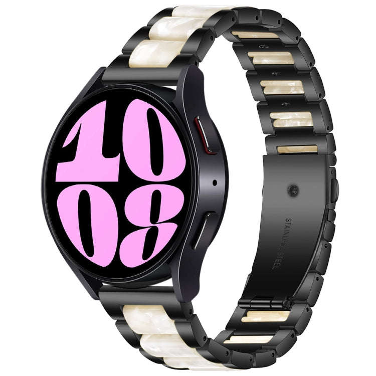 For Samsung Galaxy Watch 6 / 6 Classic Three Bead Resin Metal Watch Band(Black White)
