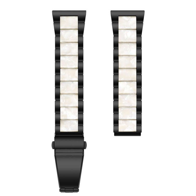 For Samsung Galaxy Watch 6 / 6 Classic Three Bead Resin Metal Watch Band(Black White)