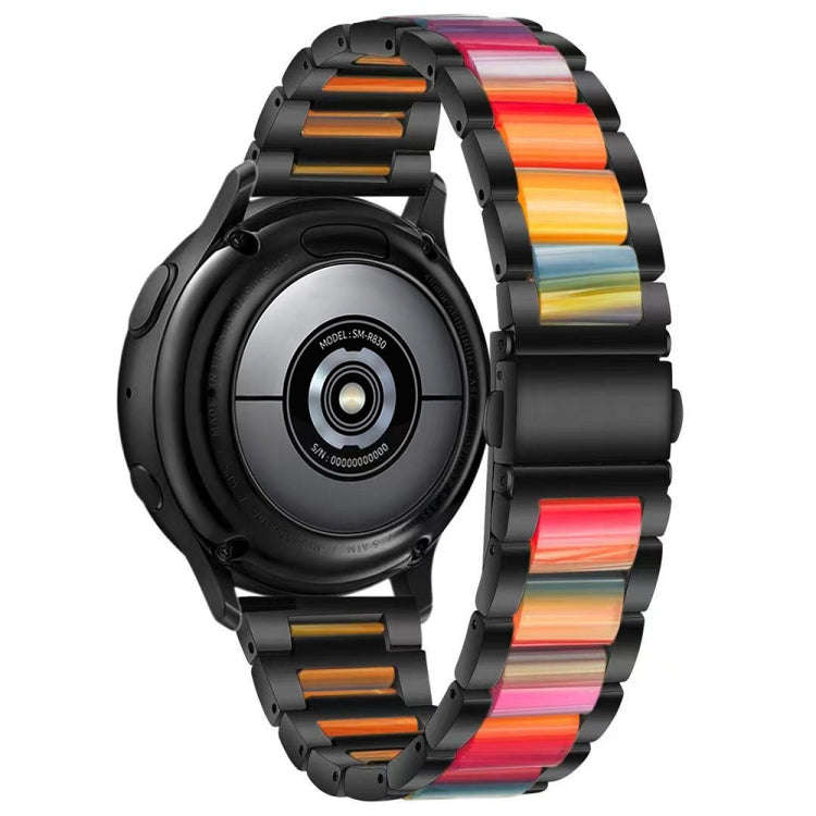 For Samsung Galaxy Watch 6 / 6 Classic Three Bead Resin Metal Watch Band(Black Rainbow)
