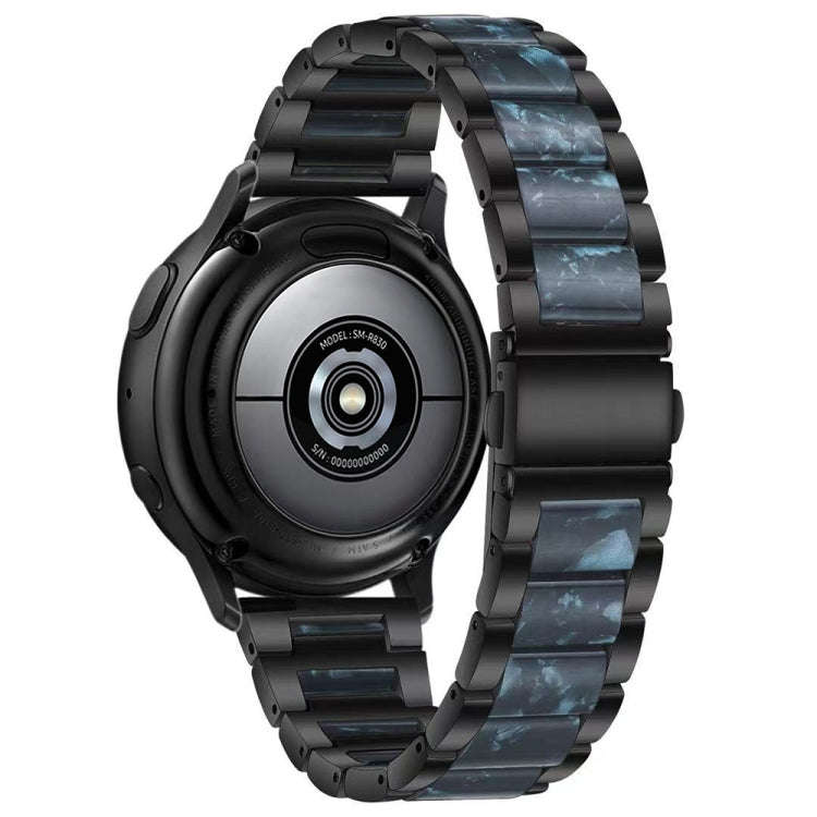 For Samsung Galaxy Watch 6 / 6 Classic Three Bead Resin Metal Watch Band(Black Blue)