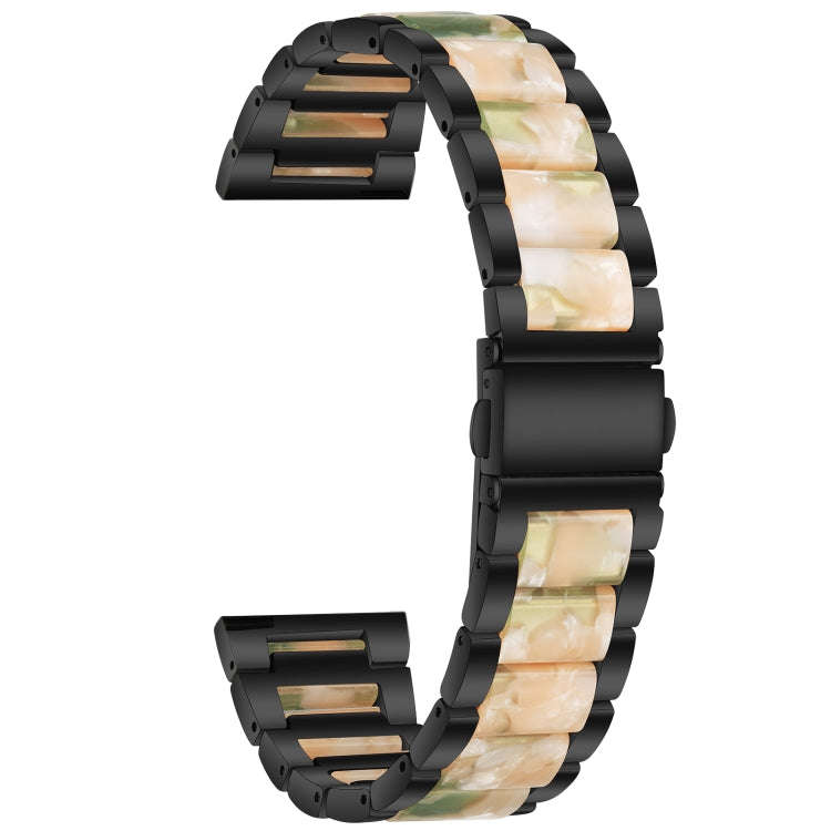 For Samsung Galaxy Watch 6 / 6 Classic Three Bead Resin Metal Watch Band(Black Green)