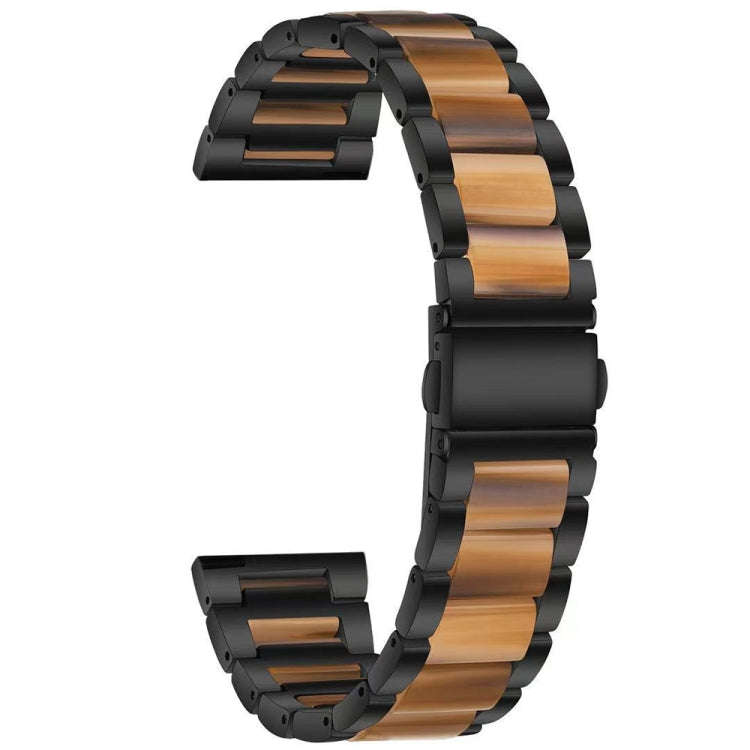 For Samsung Galaxy Watch 6 / 6 Classic Three Bead Resin Metal Watch Band(Black Brown)