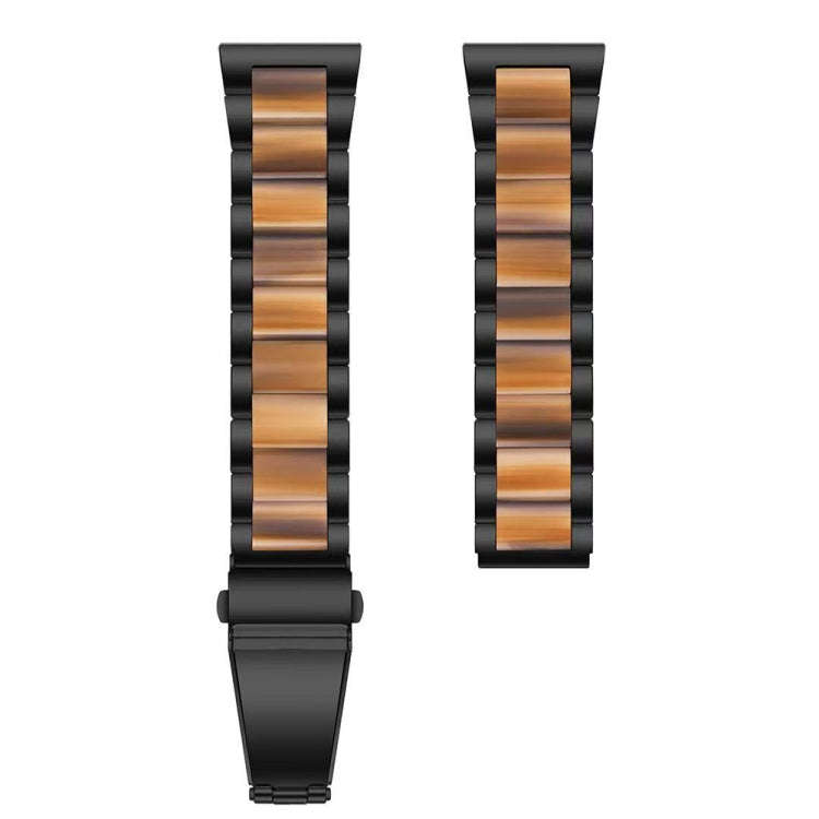 For Samsung Galaxy Watch 6 / 6 Classic Three Bead Resin Metal Watch Band(Black Brown)