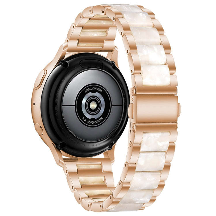 For Samsung Galaxy Watch 6 / 6 Classic Three Bead Resin Metal Watch Band(Rose Gold White)