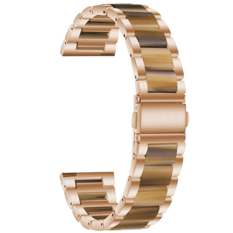 For Samsung Galaxy Watch 6 / 6 Classic Three Bead Resin Metal Watch Band(Rose Gold Brown)