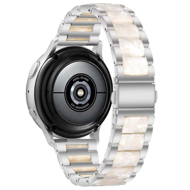 For Samsung Galaxy Watch 6 / 6 Classic Three Bead Resin Metal Watch Band(Silver White)