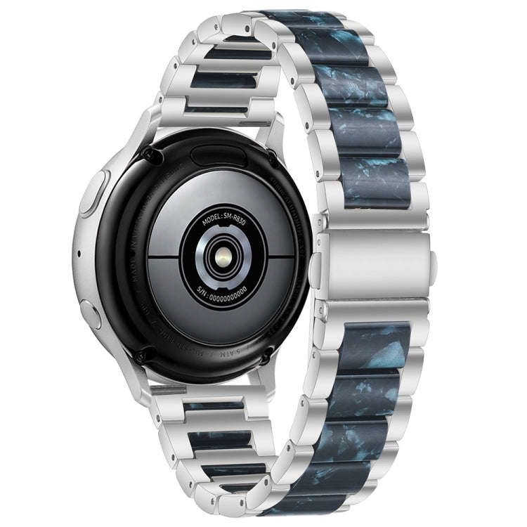 For Samsung Galaxy Watch 6 / 6 Classic Three Bead Resin Metal Watch Band(Silver Blue)