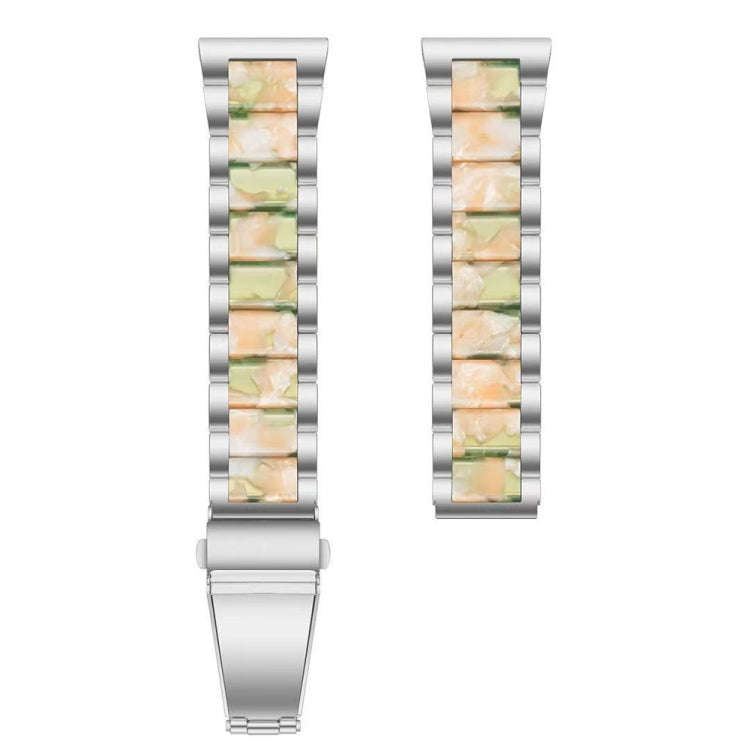 For Samsung Galaxy Watch 6 / 6 Classic Three Bead Resin Metal Watch Band(Silver Green)