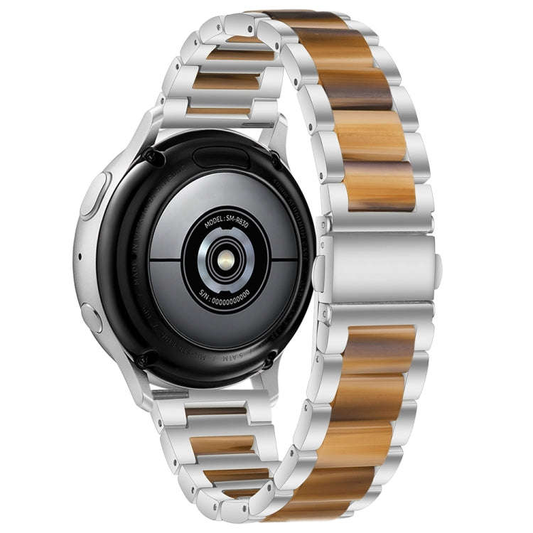 For Samsung Galaxy Watch 6 / 6 Classic Three Bead Resin Metal Watch Band(Silver Brown)