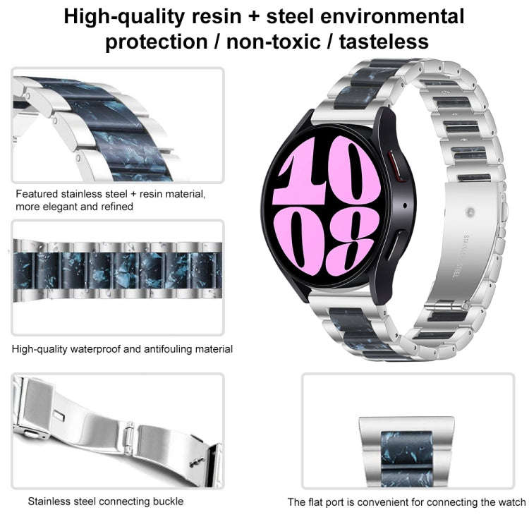 For Samsung Galaxy Watch 6 / 6 Classic Three Bead Resin Metal Watch Band(Rose Gold Rainbow)