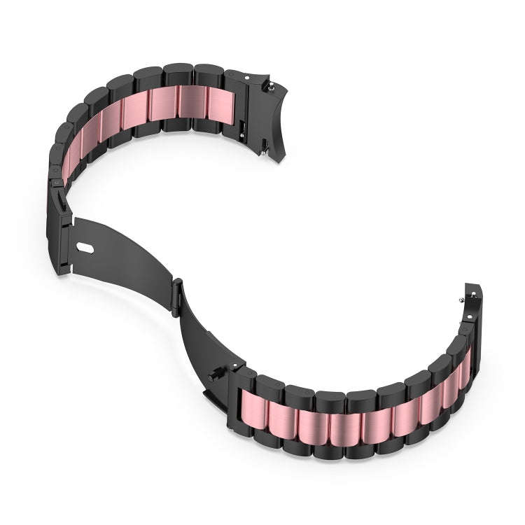 For Samsung Galaxy Watch 6 / 6 Classic Three Bead Stainless Steel Watch Band(Black Pink)