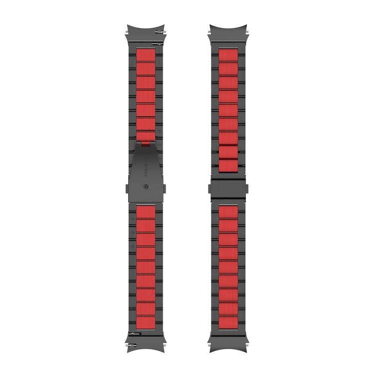 For Samsung Galaxy Watch 6 / 6 Classic Three Bead Stainless Steel Watch Band(Black Red)