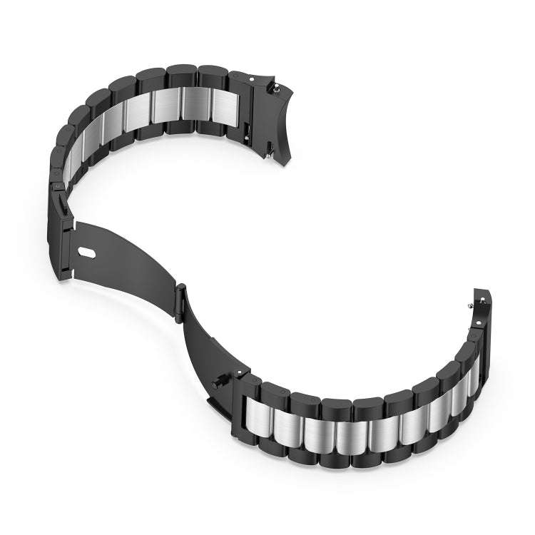 For Samsung Galaxy Watch 6 / 6 Classic Three Bead Stainless Steel Watch Band(Black Silver)