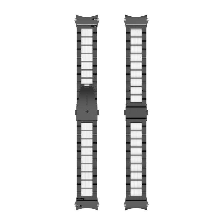 For Samsung Galaxy Watch 6 / 6 Classic Three Bead Stainless Steel Watch Band(Black Silver)