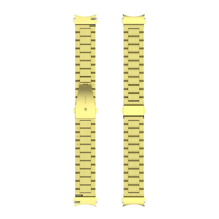 For Samsung Galaxy Watch 6 / 6 Classic Three Bead Stainless Steel Watch Band(Gold)