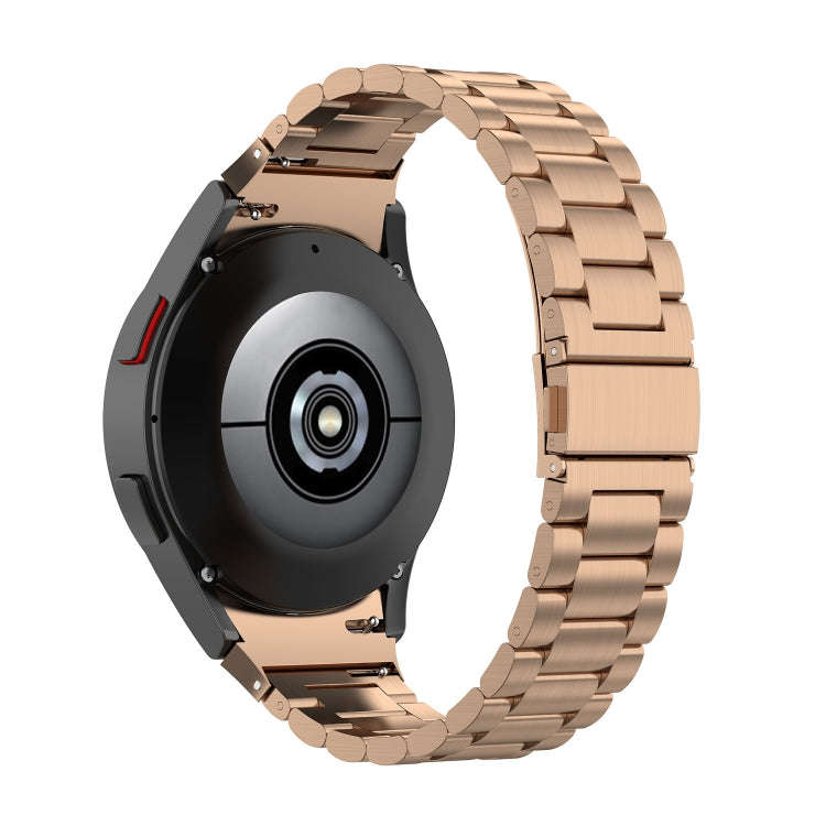 For Samsung Galaxy Watch 6 / 6 Classic Three Bead Stainless Steel Watch Band(Rose Gold)