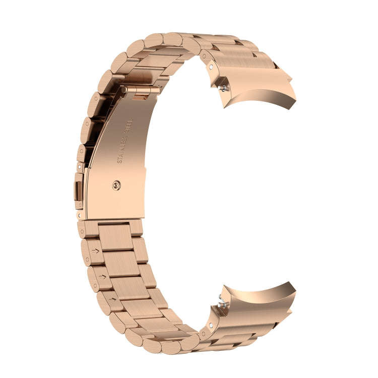 For Samsung Galaxy Watch 6 / 6 Classic Three Bead Stainless Steel Watch Band(Rose Gold)