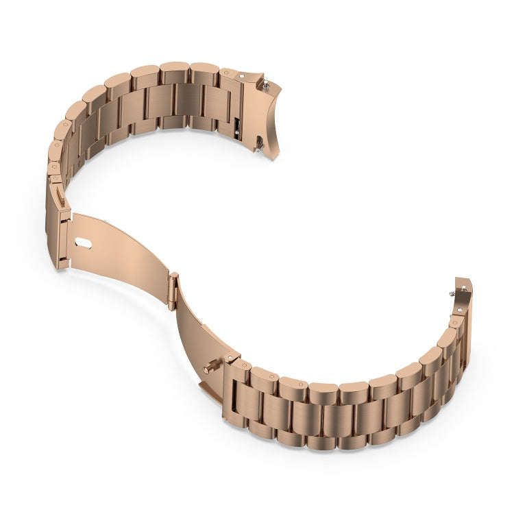 For Samsung Galaxy Watch 6 / 6 Classic Three Bead Stainless Steel Watch Band(Rose Gold)