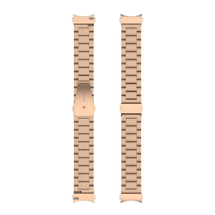 For Samsung Galaxy Watch 6 / 6 Classic Three Bead Stainless Steel Watch Band(Rose Gold)