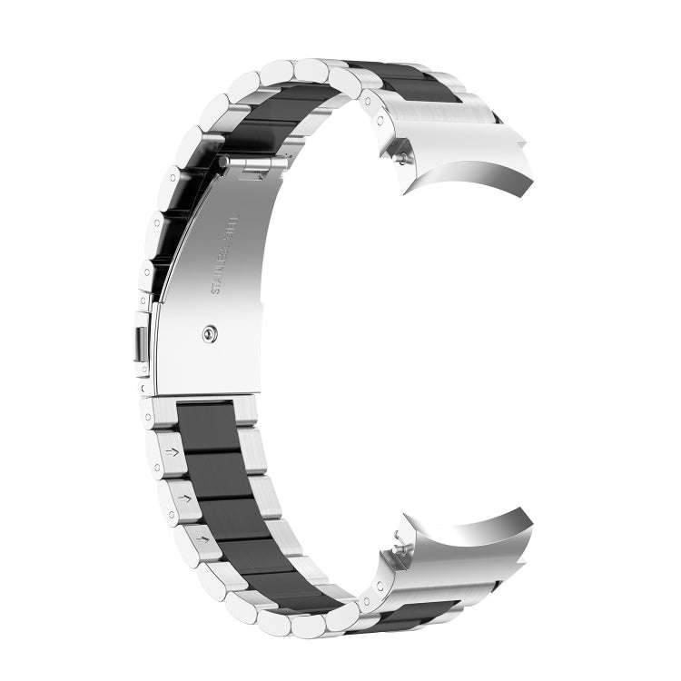 For Samsung Galaxy Watch 6 / 6 Classic Three Bead Stainless Steel Watch Band(Silver Black)