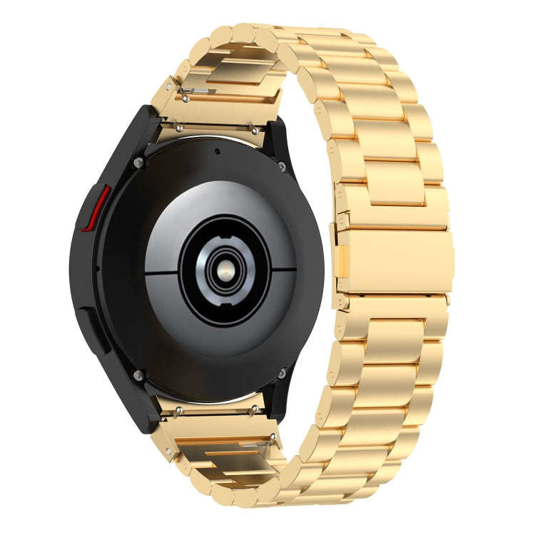 For Samsung Galaxy Watch 6 / 6 Classic Three Bead Stainless Steel Watch Band(Bright Gold)