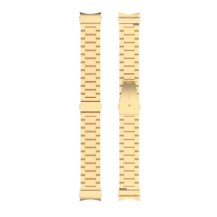 For Samsung Galaxy Watch 6 / 6 Classic Three Bead Stainless Steel Watch Band(Bright Gold)