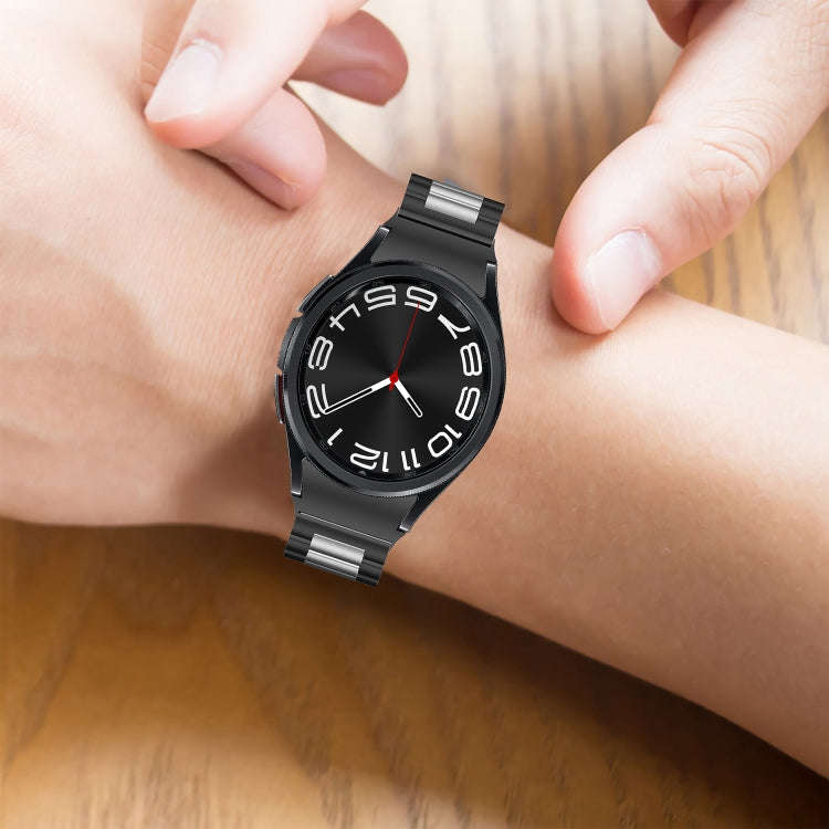 For Samsung Galaxy Watch 6 / 6 Classic Three Bead Stainless Steel Watch Band(Black)