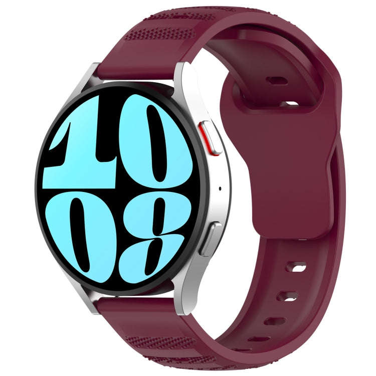 For Samsung Galaxy Watch 6 / 6 Classic Pockmark Texture Reverse Buckle Silicone Watch Band(Wine Red)
