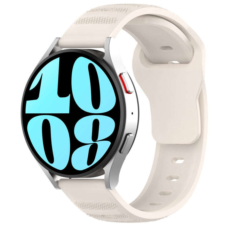 For Samsung Galaxy Watch 6 / 6 Classic Pockmark Texture Reverse Buckle Silicone Watch Band(Starli...