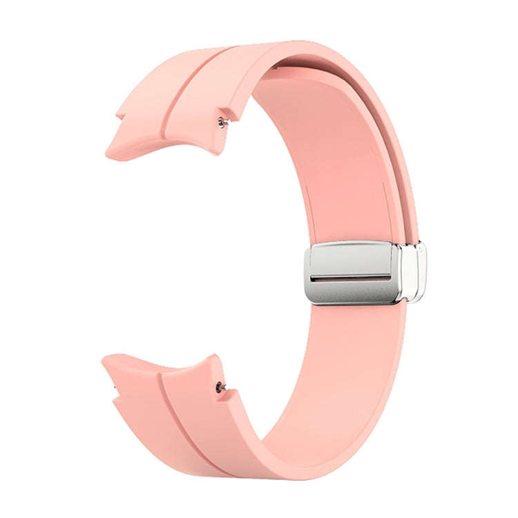 For Samsung Galaxy Watch 6 / 6 Classic Magnetic Folding Silver Buckle Silicone Watch Band(Light P...