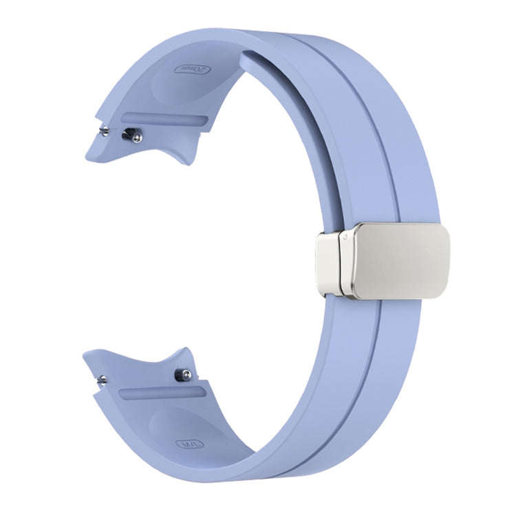 For Samsung Galaxy Watch 6 / 6 Classic Magnetic Folding Silver Buckle Silicone Watch Band(Light P...