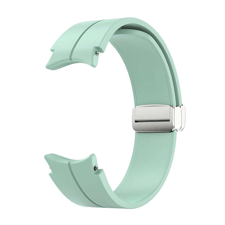 For Samsung Galaxy Watch 6 / 6 Classic Magnetic Folding Silver Buckle Silicone Watch Band(Teal)