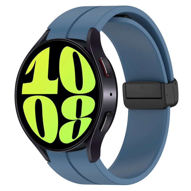 For Samsung Galaxy Watch 6 / 6 Classic Magnetic Folding Black Buckle Silicone Watch Band(Blue)