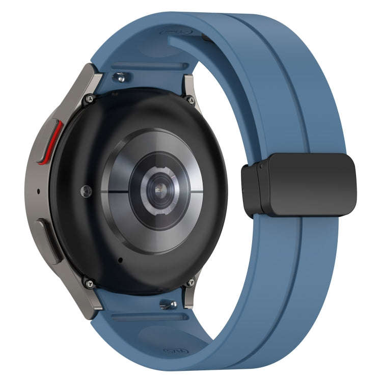 For Samsung Galaxy Watch 6 / 6 Classic Magnetic Folding Black Buckle Silicone Watch Band(Blue)