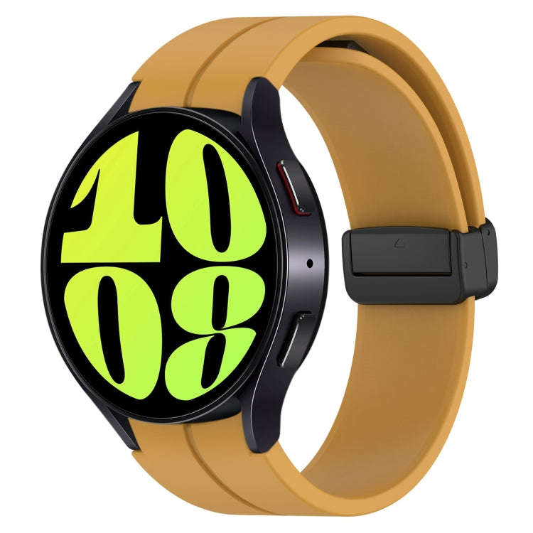 For Samsung Galaxy Watch 6 / 6 Classic Magnetic Folding Black Buckle Silicone Watch Band(Yellow)