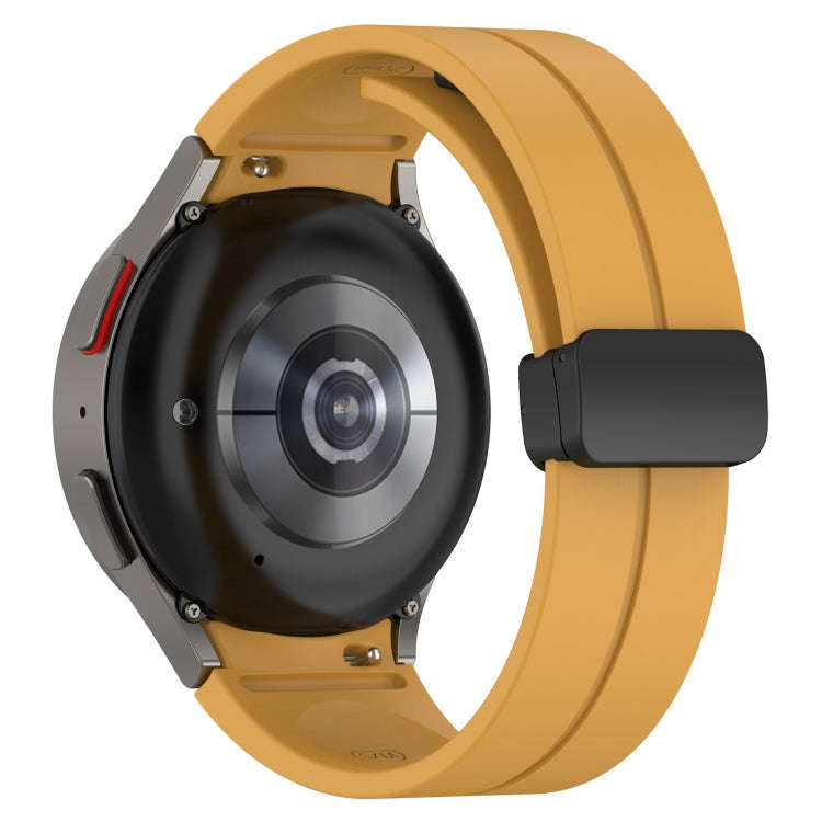 For Samsung Galaxy Watch 6 / 6 Classic Magnetic Folding Black Buckle Silicone Watch Band(Yellow)