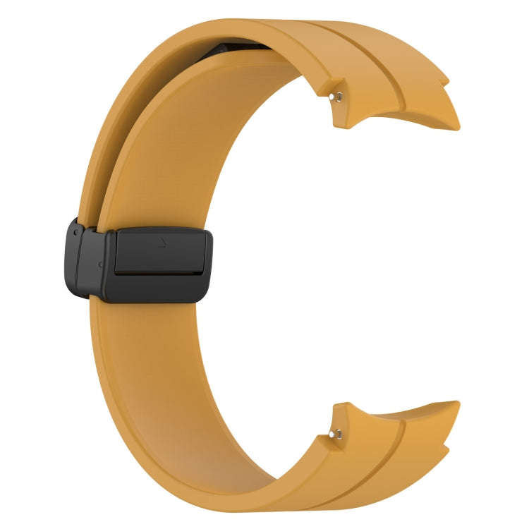 For Samsung Galaxy Watch 6 / 6 Classic Magnetic Folding Black Buckle Silicone Watch Band(Yellow)