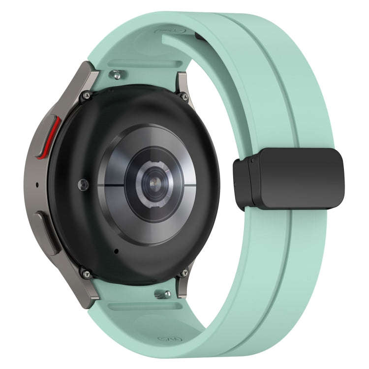 For Samsung Galaxy Watch 6 / 6 Classic Magnetic Folding Black Buckle Silicone Watch Band(Teal)